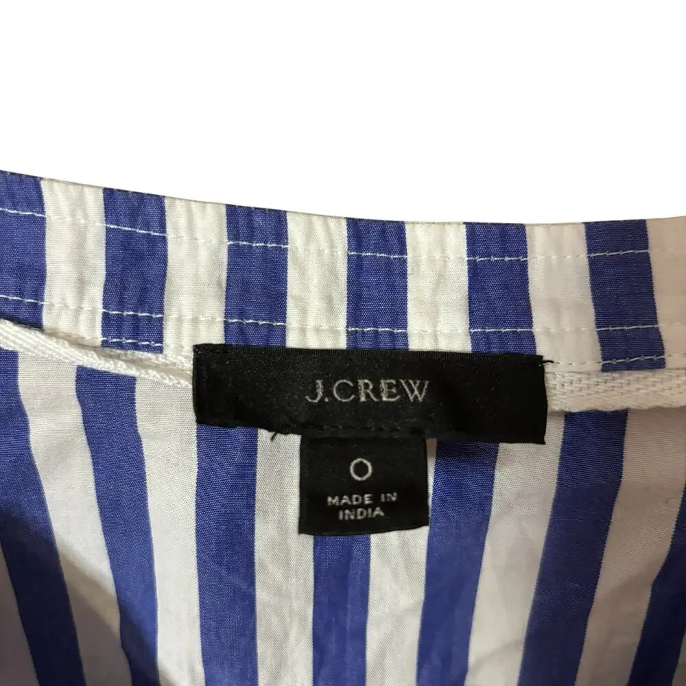 J.Crew Blue White Stripe Tie Waist Shirt Dress‎ Size 0 Coastal Summer Tunic